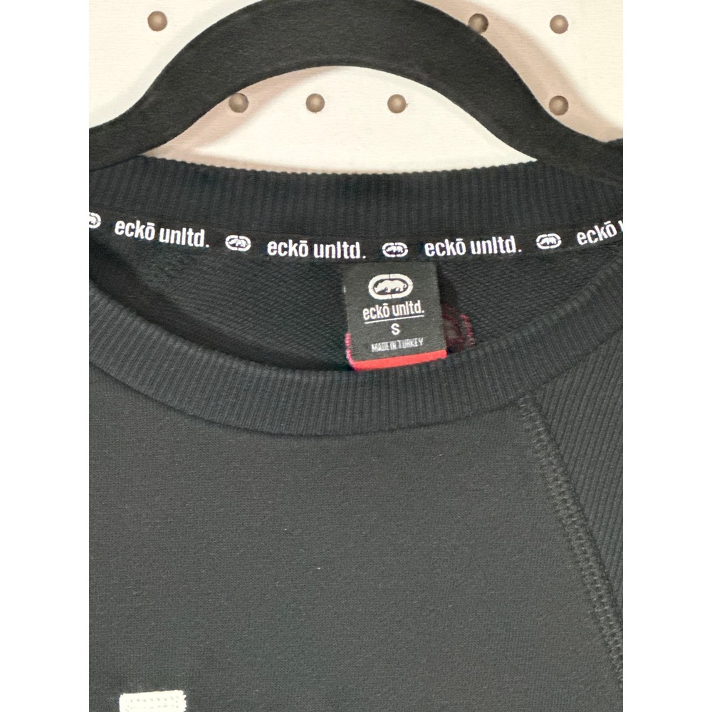 Ecko Unltd Crewneck Sweatshirt Black Graphic Logo Pullover Small 1972 W Famous - Picture 4 of 5